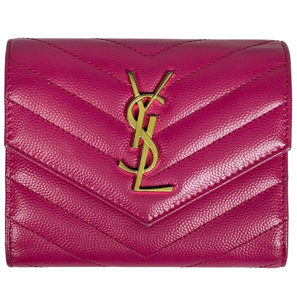 Saint Laurent Yves trifold wallet leather pink
